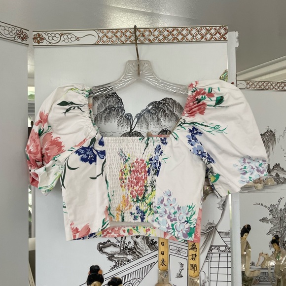 UO puff sleeve floral crop top - Picture 4 of 4